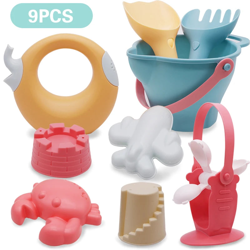 Summer Silicone Soft Baby Beach Toys Baby Beach Game Toy Children Sandbox Set Kit Summer Toy for Beach Play Sand Water Play Cart
