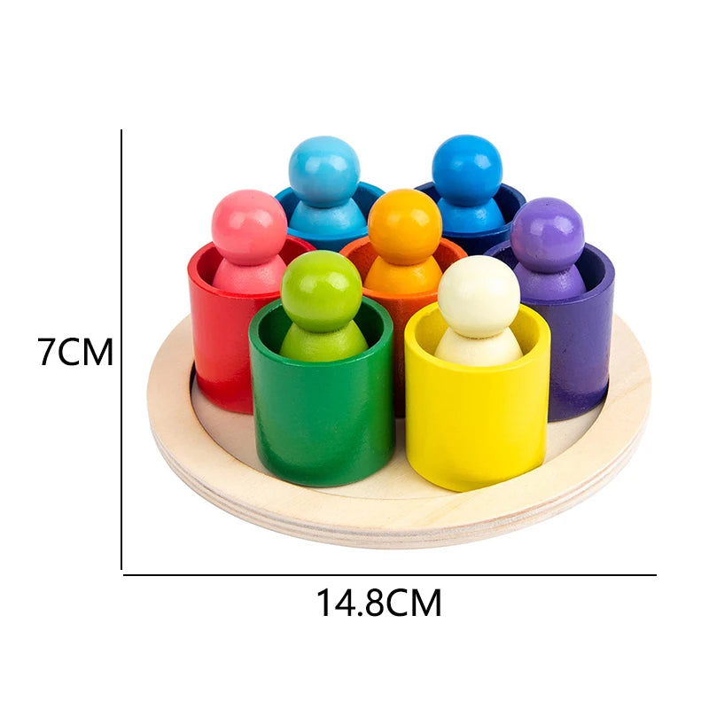 Baby Toys Rainbow Building Blocks Wooden Toys For Kids Creative Rainbow Stacker Montessori Educational Toy For Children