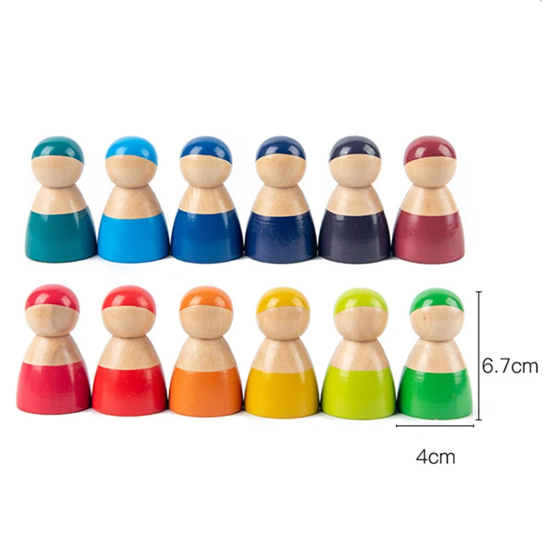 Baby Toys Rainbow Building Blocks Wooden Toys For Kids Creative Rainbow Stacker Montessori Educational Toy For Children