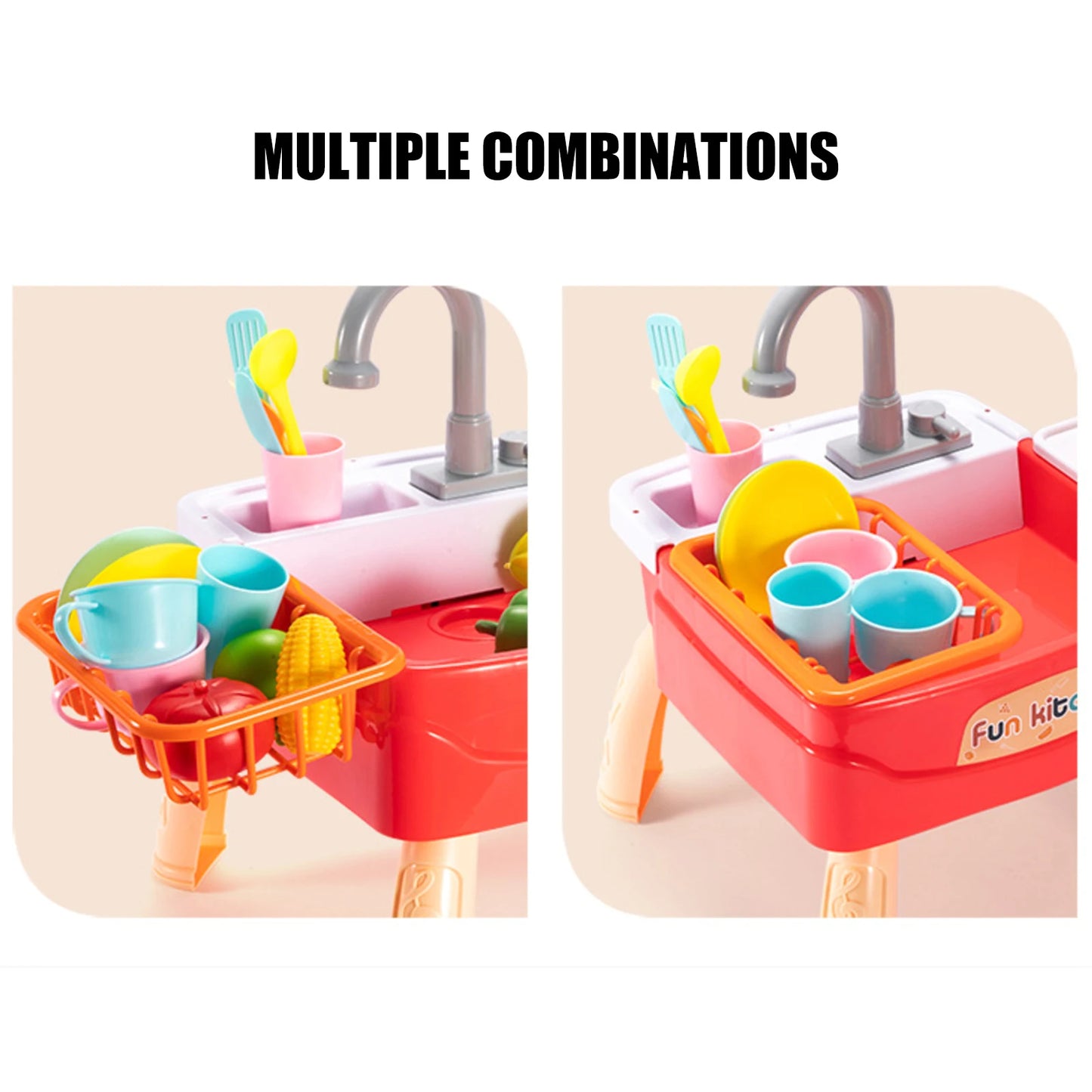 Doki Toy Kitchen Children Dishwasher Table Toy Simulation Sink Faucet Circulating Water Electric Wash Table Kids Role Play Toys