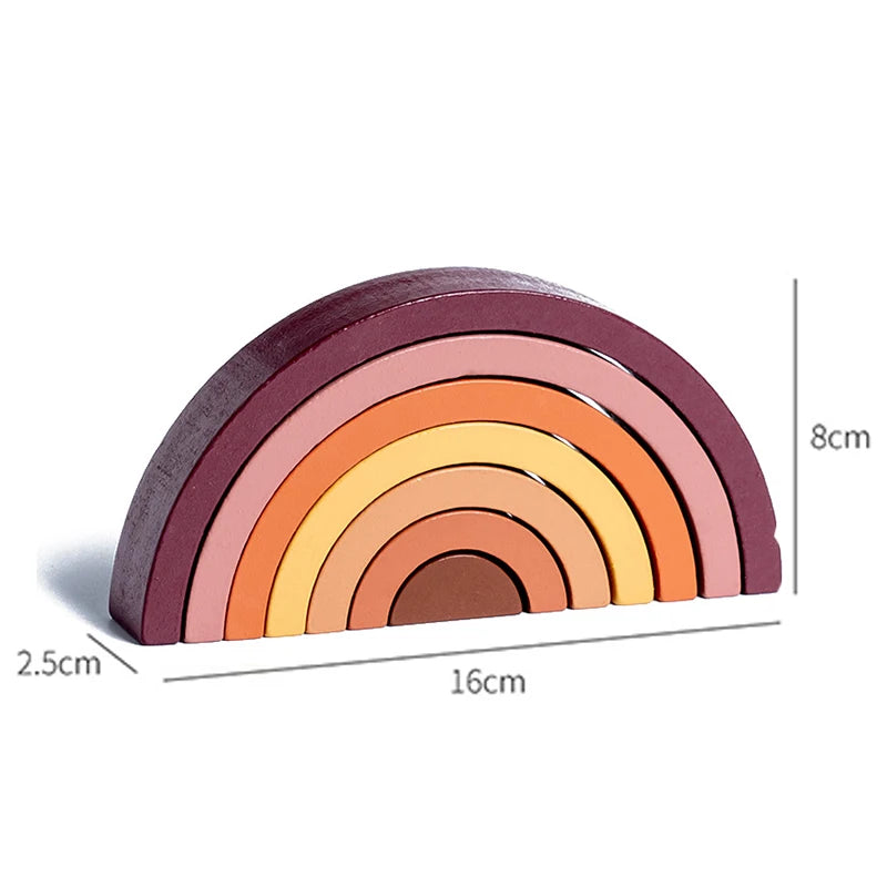 Baby Toys Rainbow Building Blocks Wooden Toys For Kids Creative Rainbow Stacker Montessori Educational Toy For Children