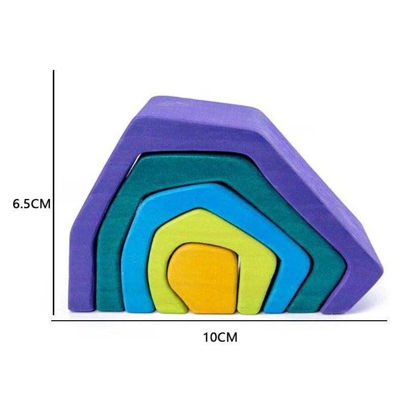 Baby Toys Rainbow Building Blocks Wooden Toys For Kids Creative Rainbow Stacker Montessori Educational Toy For Children