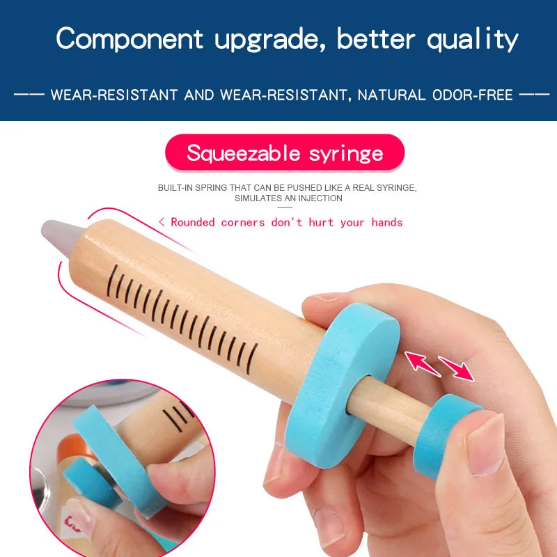 Wooden Pretend Play Doctor Educationa Toys for Children Medical Simulation Medicine Chest Set for Kids Interest Development