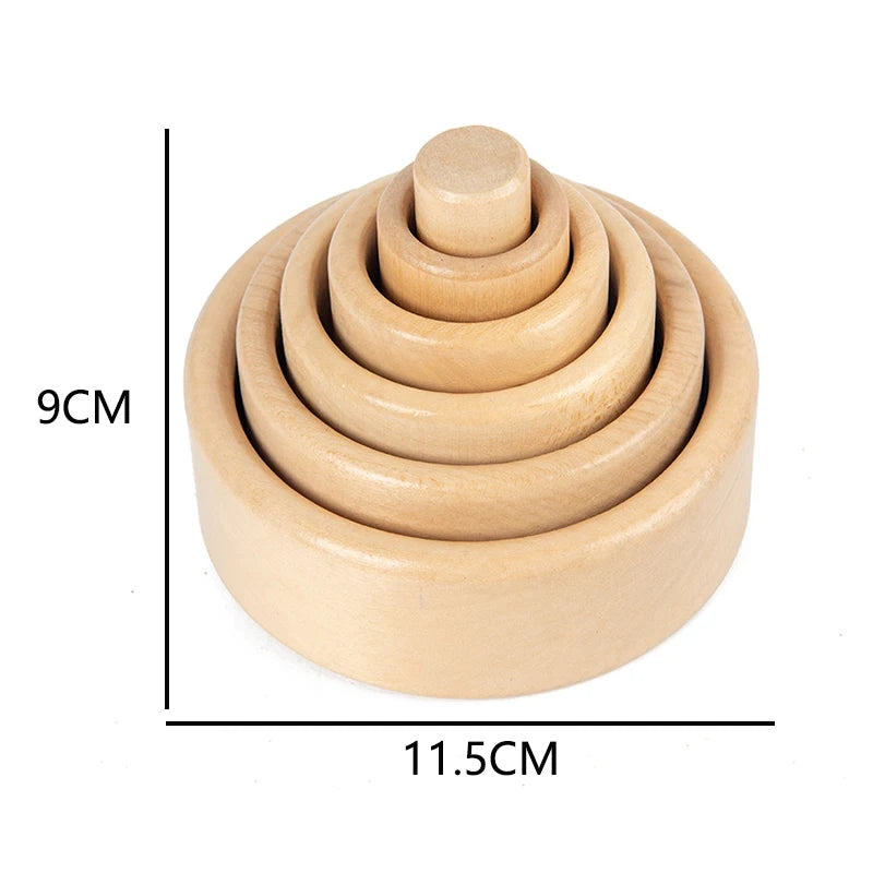 Baby Toys Rainbow Building Blocks Wooden Toys For Kids Creative Rainbow Stacker Montessori Educational Toy For Children