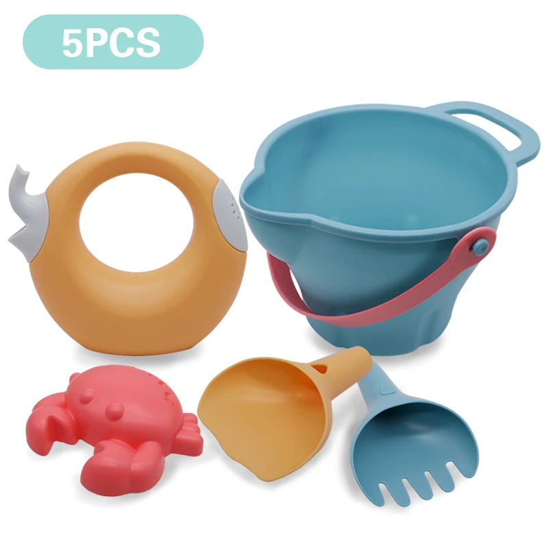 Summer Silicone Soft Baby Beach Toys Baby Beach Game Toy Children Sandbox Set Kit Summer Toy for Beach Play Sand Water Play Cart