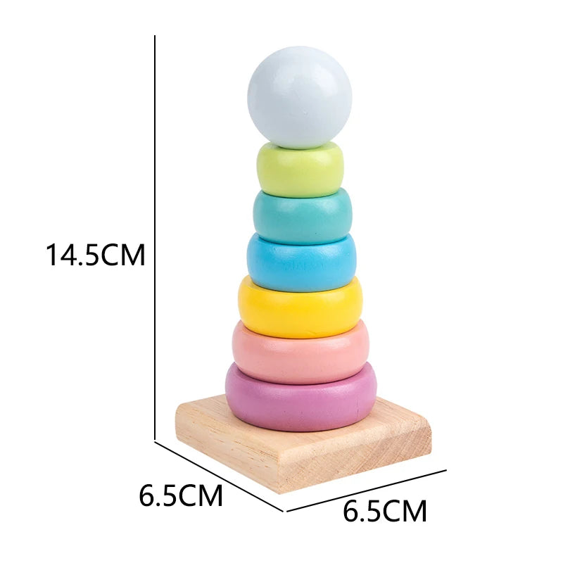 Baby Toys Rainbow Building Blocks Wooden Toys For Kids Creative Rainbow Stacker Montessori Educational Toy For Children