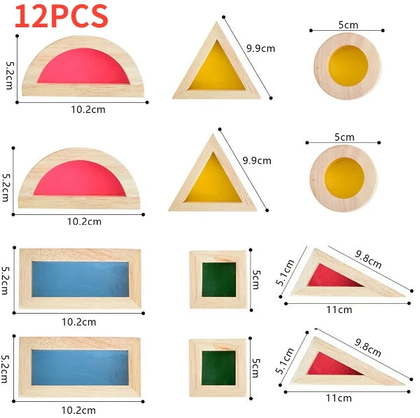 Wooden Rainbow Stacking Blocks Creative Colorful Learning And Educational Construction Light transmission Building Toy For Kids