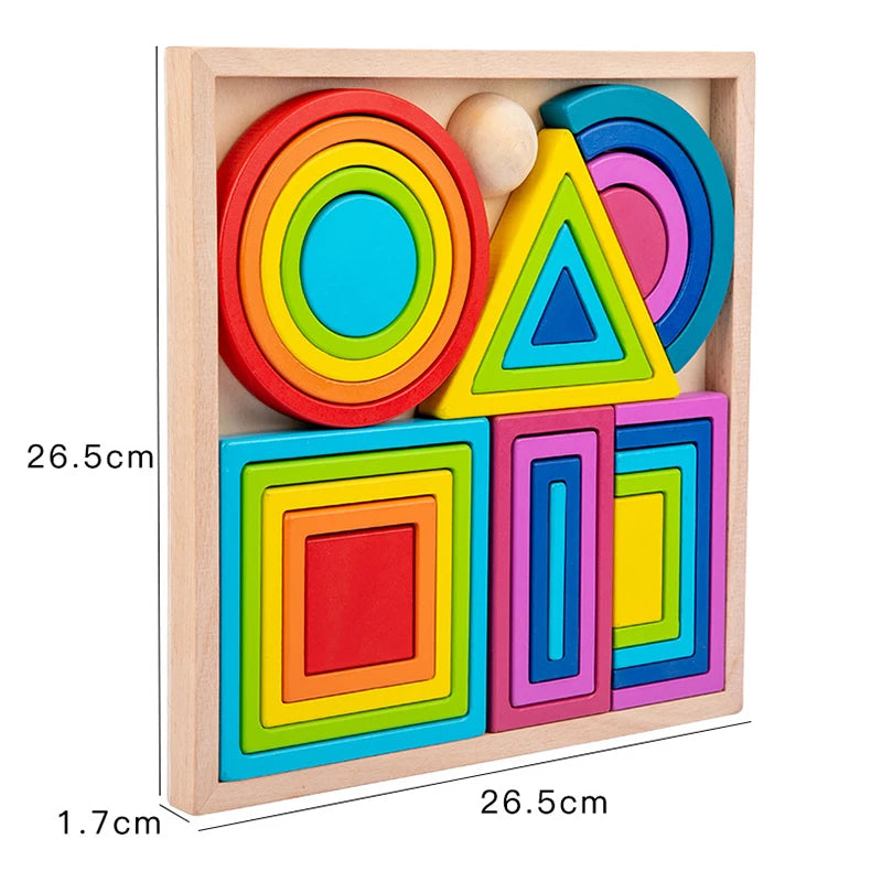 Baby Toys Rainbow Building Blocks Wooden Toys For Kids Creative Rainbow Stacker Montessori Educational Toy For Children