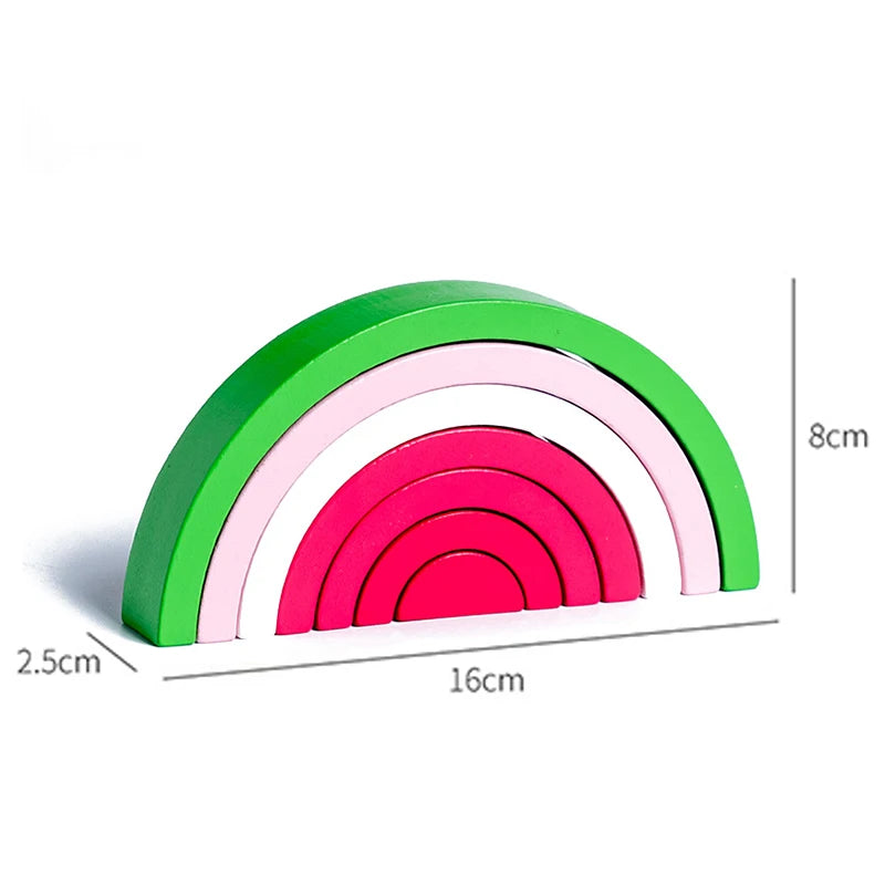 Baby Toys Rainbow Building Blocks Wooden Toys For Kids Creative Rainbow Stacker Montessori Educational Toy For Children