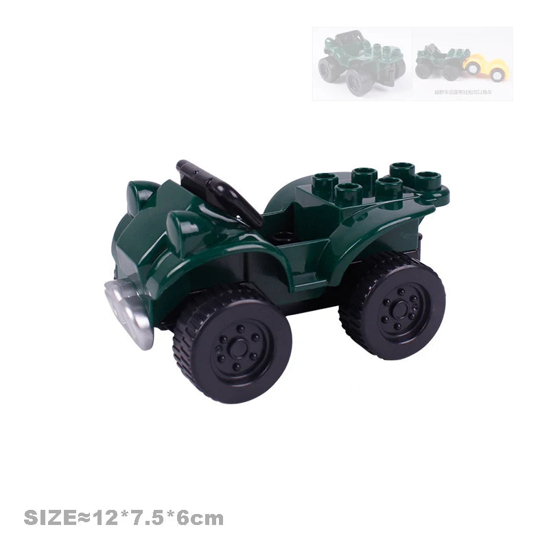 Car Model Children Assemble Toys Big Building Blocks City Traffic Parts Vehicle Trailer Chassis Boat Motorcycle Compatible brick