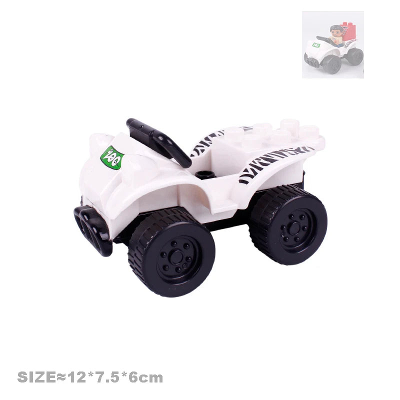 Car Model Children Assemble Toys Big Building Blocks City Traffic Parts Vehicle Trailer Chassis Boat Motorcycle Compatible brick