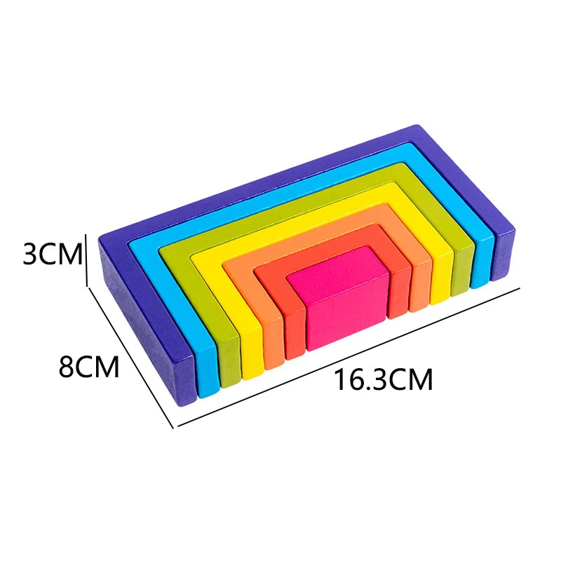 Baby Toys Rainbow Building Blocks Wooden Toys For Kids Creative Rainbow Stacker Montessori Educational Toy For Children