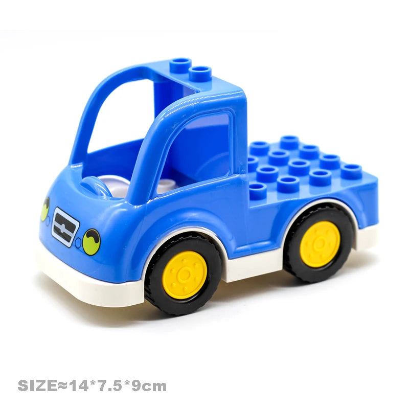 Car Model Children Assemble Toys Big Building Blocks City Traffic Parts Vehicle Trailer Chassis Boat Motorcycle Compatible brick