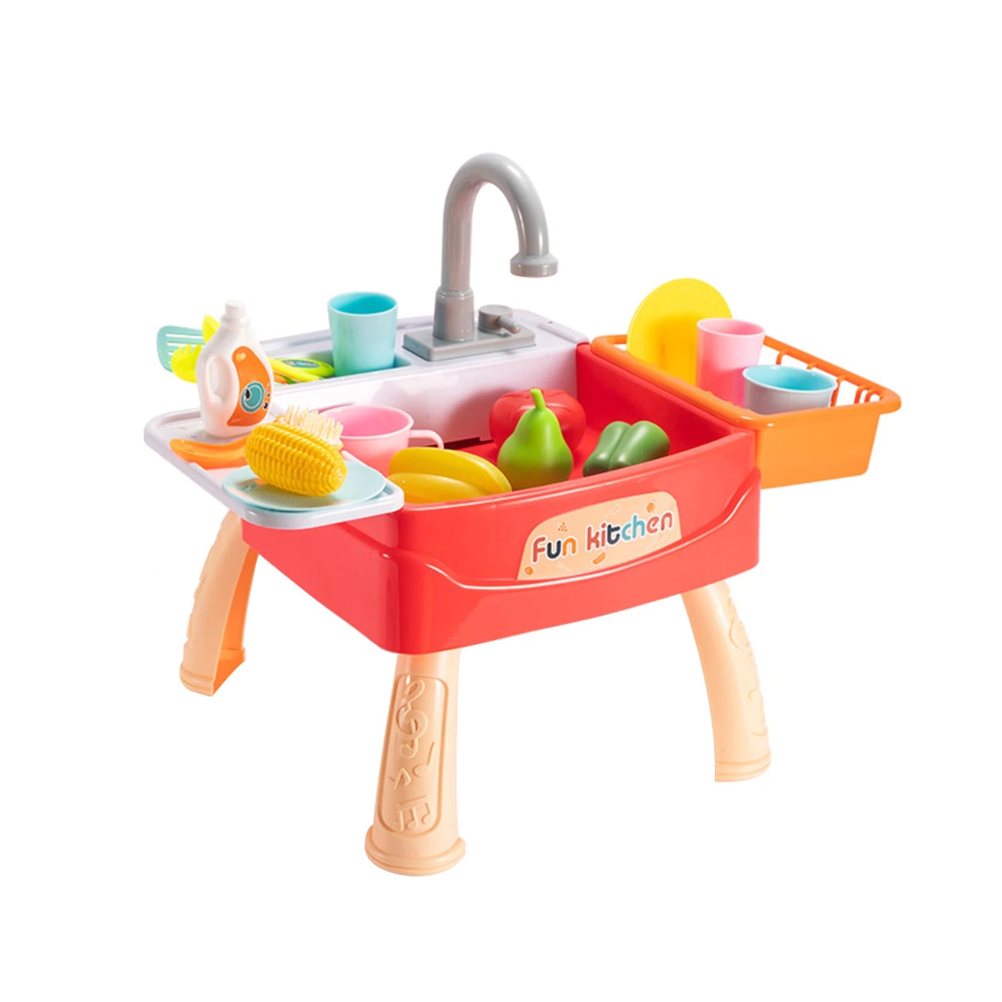 Doki Toy Kitchen Children Dishwasher Table Toy Simulation Sink Faucet Circulating Water Electric Wash Table Kids Role Play Toys