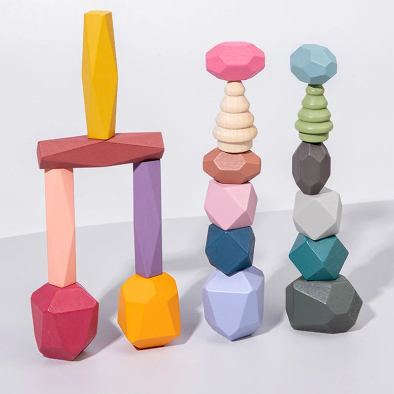 Baby Toys Rainbow Building Blocks Wooden Toys For Kids Creative Rainbow Stacker Montessori Educational Toy For Children