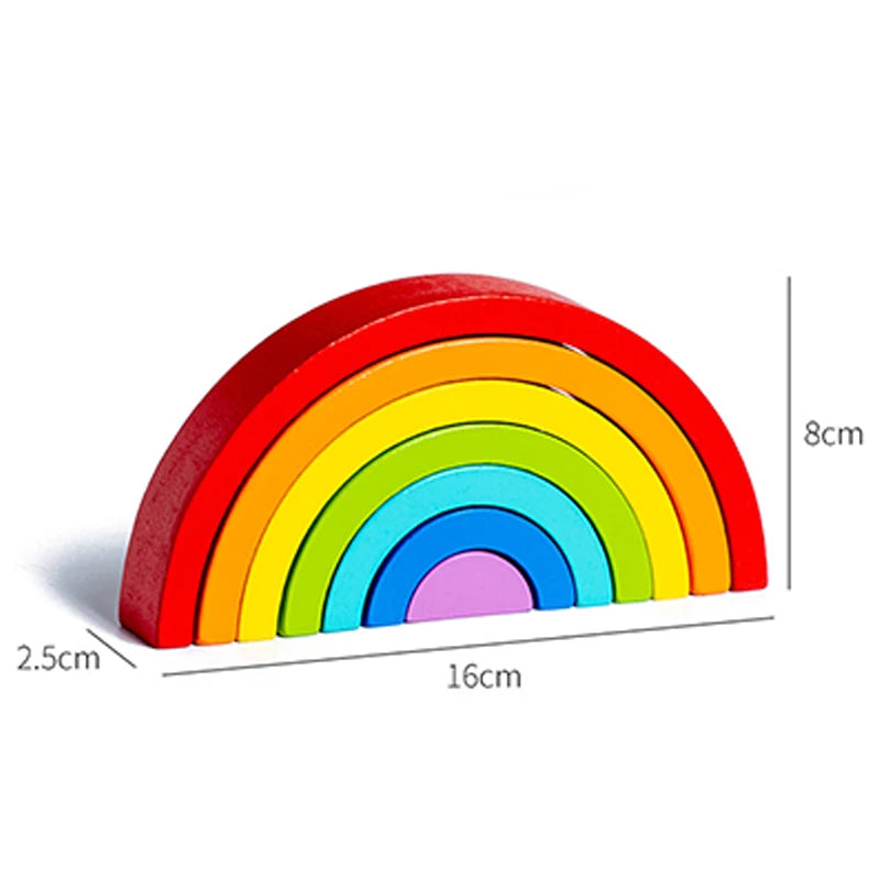 Baby Toys Rainbow Building Blocks Wooden Toys For Kids Creative Rainbow Stacker Montessori Educational Toy For Children