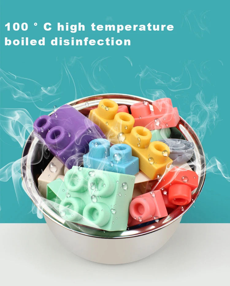 Boxed Baby Toy 3D Soft Plastic Building Blocks Compatible Touch Hand Teethers Blocks DIY Rubber Block Toy for Children Gift