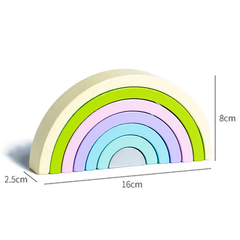 Baby Toys Rainbow Building Blocks Wooden Toys For Kids Creative Rainbow Stacker Montessori Educational Toy For Children